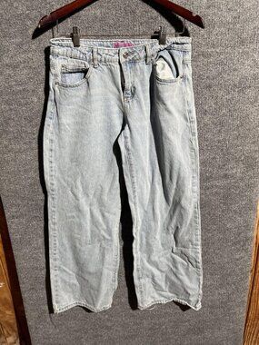 Cali Street Jeans Womens Medium Light Wash Wide Leg Baggy Denim Pants Y2K Style